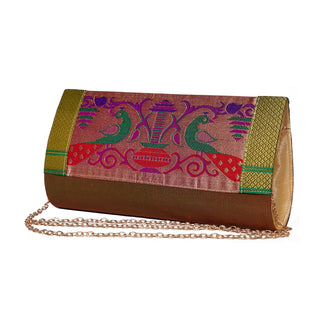 Paithani Medium Clutch - Mehendi (green dhoop chav)
