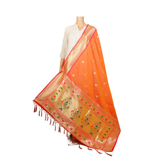 Paithani Border Dupatta - Orange