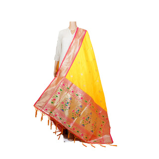 Paithani Border Dupatta - Yellow