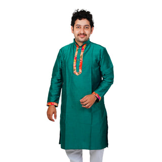 Gents Paithani Kurta - Bottle Green