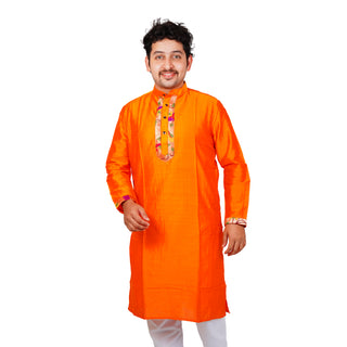 Gents Paithani Kurta - Orange