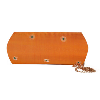 Paithani Zari Clutch - Orange