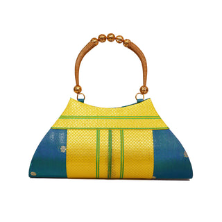 Paithani Boat Shape Handbag - Mor Kanthi