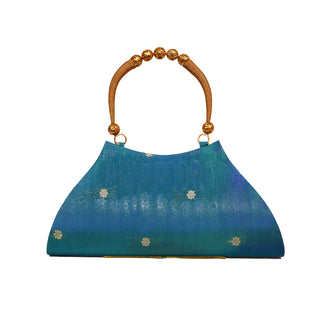 Paithani Boat Shape Handbag - Mor Kanthi