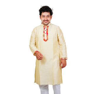 Gents Paithani Kurta - Off White