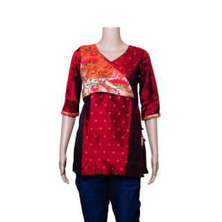 Paithani Short Kurti - Maroon