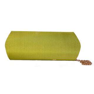 Paithani Zari Clutch - Parrot Green