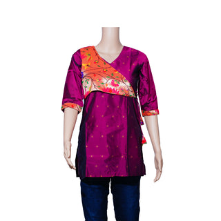 Paithani Short Kurti - Plum