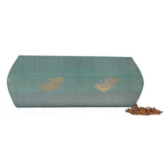 Paithani Zari Clutch - Light Turquoise