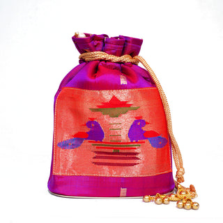Pure Silk Paithani Batwa - Purple