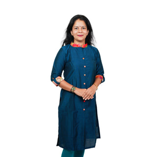 Ganpati Special Kurti - Teal Blue