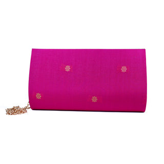 Paithani Small Clutch - Dark Pink